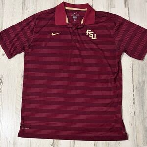 Nike Men's Burgundy Florida State Striped Polo Shirt Size Large